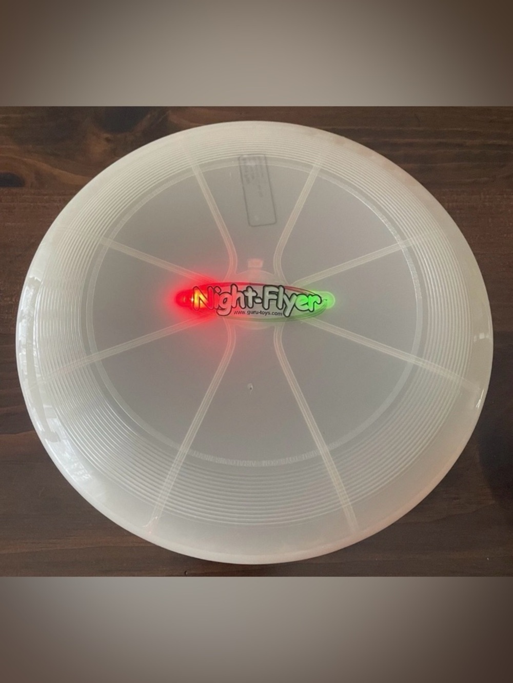 Vintage ‘Night-Flyer’ Light-Up Flying Disc by Guru Toys - Red & Green LEDs
